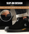 Welding Work Boots For Men Mid Cut Steel Toe Slip On Black Durable Safety Footwear For Welders Construction And Industrial Use ASTM Certified Protective Boots