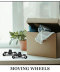 Three Wheel Furniture Dolly Set In Black Carbon Steel With ABS Wheels For Smooth Corner Navigation Beefy Heavy Duty Moving Tool Pro Grade Furniture Lifter Dual Pack For Effortless Moves And Safer Room Shifts, with box