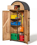 All In One Outdoor Storage Shed With Domed Roof Waterproof Tool Cabinet And Lockable Multi Functional Organizer For Patio Lawn Backyard Five Storage Spaces And Double Doors Solid Wood.