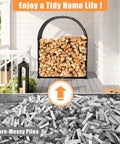 Heavy Duty Firewood Rack With Top Cover For Indoor Outdoor Use, 700 Lbs Capacity, Waterproof Galvanized Steel Log Holder on patio