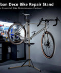 Beefy Pro Grade Aluminum Bike Repair Stand With Height Adjustable Arm And 360 Degree Clamp in garage setup