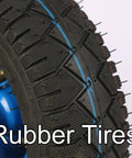 Close-up of beefy heavy duty caster wheel rubber tread. Ideal for carts, workbenches, trolleys, with silent shock absorption.