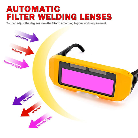 Auto Darkening Welding Goggles With Adjustable Shade And Two Sensors Protective Welder Glasses for TIG MIG MMA Plasma