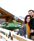 Heavy Duty Heated Bird Bath For Deck Railing With Smart Thermostat Quick Winter Defrosting 100W Outdoor Fountain Design in snow.