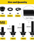M8 Flange Hex Bolt Assortment Kit With Flat And Spring Washers And Hex Nuts, 164 Pc Metric Fastener Set, showing various bolt sizes and quantities.