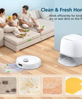 Must Have Replacement Vacuum Parts Kit For Roborock S5V Curv Edge Edge S5A Curv S5X Includes 2 Sets Main Brush 6 Mop Pads 6 Vacuum Bags 4 HEPA Filters 6 Side Brushes And 2 Cleaning Tools Easy To Install showcasing family on sofa with robot vacuum and cleaning results on floor