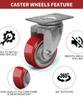 3 Inch Heavy Duty Swivel Caster Set Of Four Featuring Built Tough Polyurethane On Steel Wheels For Smooth Rolling Action.