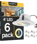 4 Inch Gimbal LED Recessed Can Light For Sloped Ceilings, Dimmable 750LM Output, 5 CCTs 2700K To 5000K, 90 CRI Eyeball, Aluminum Trim, ETL Certified, High Output 6 Pack in packaging