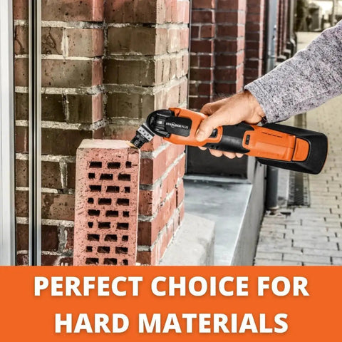 Tear Through Steel Pipe Masonry Brick Cement Board And Wood With This Rugged Starlock Oscillating Multitool Carbide Blade in action.