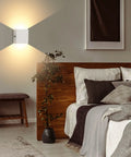 Rechargeable Battery Powered Touch Wall Sconce Set Of 2 White Small Up And Down Wall Lights Indoor Dimmable Cool White USB in bedroom