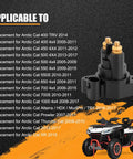Built Like A Tank 12 Volt Car Start Solenoid Relay Durable Two Terminal Starter Switch on ATV, black with golden terminals.