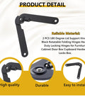 Heavy Duty 180 Degree Lid Support Hinges Set Of 2 Folding Rotatable Locking Hinges for furniture cabinets, black iron
