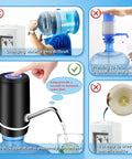 5 Gallon Water Dispenser With USB Charging And On Off Switch, Electric Pump Jug Dispenser For Camping Travel On The Go, Portable Automatic Water Jug Pump With BPA Free Plastic And Stainless Outlet, demonstrating easy operation and flow control