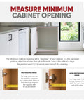 Step 2 for measuring minimum cabinet opening with highlighted cabinet doorway for heavy duty chrome wire pullout organizer.