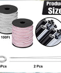 Two Rolls Of 100 Ft 1 8th Inch Shock Cord Tent Pole Repair Kit With Lead Wires And Washers, Elastic Bungee Cord Replacement