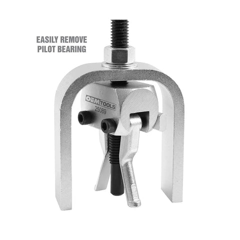 Pilot Bearing Puller Removal Tool With Reach From Three Sixteenths Of An Inch To One And One Quarter Inches For Clutch And Transmission Maintenance Automotive Tool For Mechanics Durable Secure Jaw visible with labeled components and metal finish.