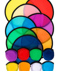 Twenty Four Pack Foldable Handheld Fans With Matching Bags Assorted Colors showing vibrant fan colors and zip bags for summer events.