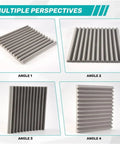 Various angles of Self Adhesive Soundproofing Wall Panels High Density Acoustic Foam Tiles showing texture and design.