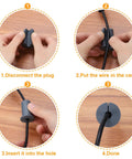 uxcell 8-pack silicone wall cable grommets with 7mm hole; gray Ethernet cable pass-through with install steps diagram.