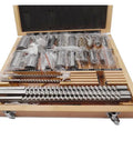 Pro Grade Keyway Broach Kit 30 Piece Inch Sized HSS Groove Broach Set With Slotted Bushings And Shims in wooden case