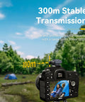Camera showing range of Lark M2 Wireless Lavalier Microphone for iPhone, Android, Cameras and PCs, 1000ft, outdoor setting.