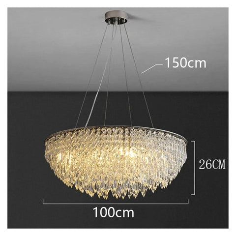 Modern LED Pendant Chandelier for Living Room and Dining Room with Remote Dimming, Diameter 100 cm, Hanging Indoor Lighting