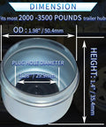 Heavy Duty Trailer Hub Dust Caps Set 1.98 Inch Fits 2000-3500 Lb EZ Lube and Standard Axles, with dimension details