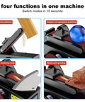 Heavy Hitter 200W Mini Belt and Disc Sander Produces 8500RPM for Wood Metal Plastic Deburring Polishing Shaping modes shown.