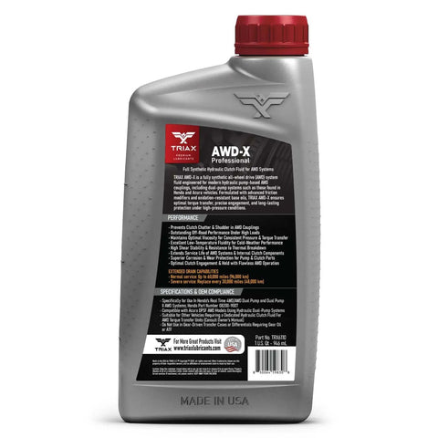 AWD X Pro Full Synthetic Dual Pump Fluid For Honda And Acura AWD Systems DPSF Compatible 1 Quart bottle front label