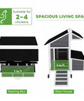Image showing Mobile 43 Inch Chicken Coop With Wheels For Easy Relocation, Nesting Box 3 sq.ft., Main House 5 sq.ft.