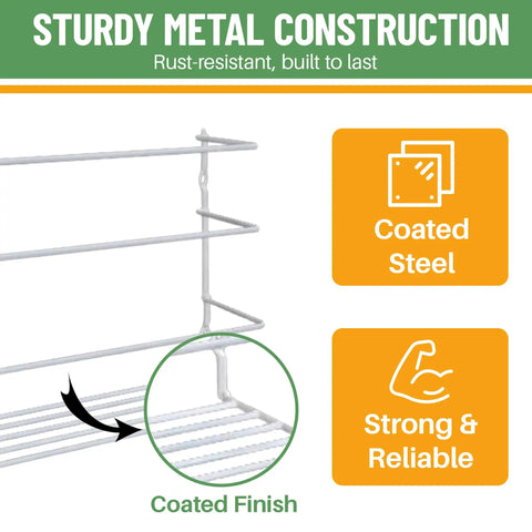 Kitchen Wrap Organizer Set 2 Pack For Foil Plastic Wrap Wax Paper And Bags Mountable Over Cabinet Door Or Wall Rack Go To Space Saving Metal Coated Organizer For Pantry Kitchen Laundry And Freezer Storage showing sturdy metal construction with coated steel finish highlighting rust-resistance and reliability.