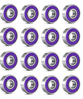 ABEC 9 Chrome Steel Skateboard Bearings 16 Pack For Longboards Skates Scooters And Roller Skates Purple Color Pre Lubricated