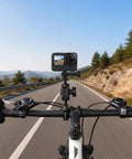 2-Piece Aluminum Alloy Ball Head Adapter For 1-Inch B-Size Double Ball Head Arms With 1/4-20 Threaded Stud Mount Accessory For Action Cams Bikes And Outdoor Photography Gear mounted on bike handlebar with action camera