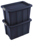 Heavy Duty 30 Gallon Latching Tuff1 Storage Tote 4-Pack, Stackable Plastic Bins With Secure Latch Lids for Garage, Blue Base and Lid