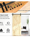 Sturdy Barn Door Hardware Kit With Smooth Sliding Track And Durable Steel Rail Roller Set for kitchen living room or closet doors.