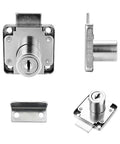 Heavy Duty Cabinet Drawer Locks With Keys Four Pack Snug And Secure Three Quarter Inch Cylinder, galvanized steel design close-up.