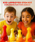 Kids excited with Totally Explosive Chemistry Kit For Curious Kids Ages 8 To 12 With Over 150 Experiments And 75 App And Video Guided Projects STEM.