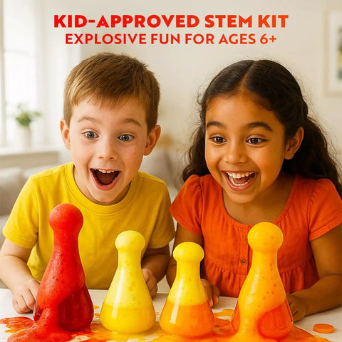 Kids excited with Totally Explosive Chemistry Kit For Curious Kids Ages 8 To 12 With Over 150 Experiments And 75 App And Video Guided Projects STEM.