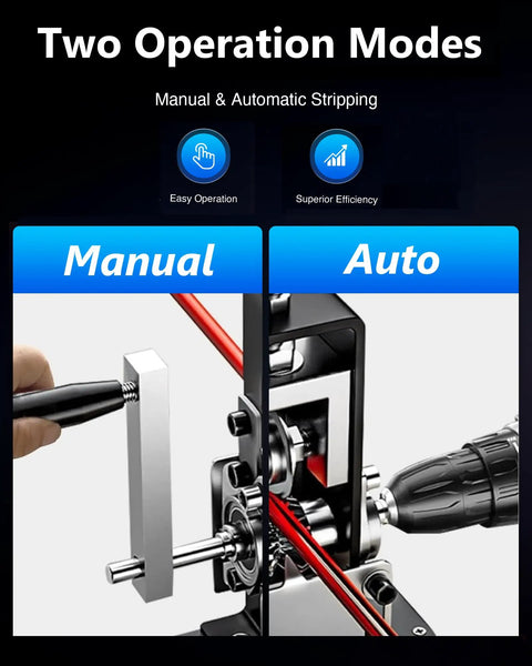 Drill Powered Wire Stripper Machine For Scrap Copper Cable 0.06 To 1 Inch Range with hand crank and drill attachment