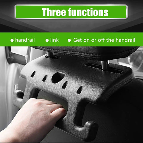 PVC Safety Grip Car Grab Handles For Kids And Seniors Universal Headrest Hook For Trucks SUVs And Cars Black Easy Install Anti Scratch Comfort Grip Design, black PVC headrest grab handle with hand grip on seat back