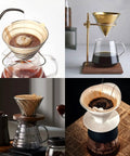 Cone Coffee Filters Size 02 Unbleached, 200 Count, 2-4 Cup in use with different pour-over and drip coffee makers