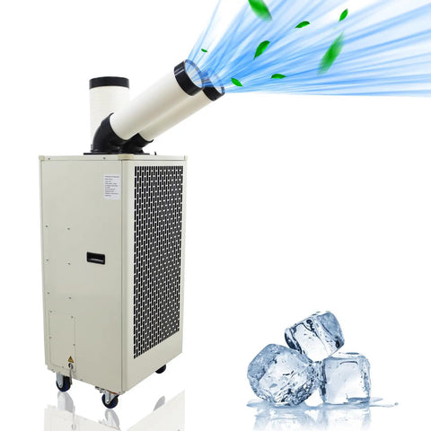 Industrial Grade Portable AC 15,400 BTU Tough As Nails Spot Cooler With Twin Hose massive airflow delivering chill air.