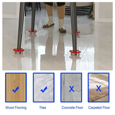 Heavy Duty Furniture Dolly Platform Featuring Rock Solid Omnidirectional Swivel Casters on tile floor, demonstrating floor compatibility.