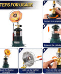 Guide on connecting Portable Propane Heater 6200 BTU For Outdoor Camping And Hunting With Windproof Lighter Cordless Gas Heater