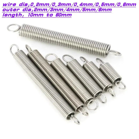 Grab These Top Tier Tension Springs Made From 304 Stainless Steel For Heavy Duty Extensions And Loads, Featuring Tiny Coils With 0.3MM Wire Diameter To Keep Gear Locked And Loaded Like A Boss. Various small tension springs in 304 stainless steel.