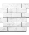 Stone White Peel And Stick Backsplash Tiles For Kitchen And More 12x12 Inch Self-Adhesive Subway Wall Tiles Easy Cut With Knife Heat Resistant Behind Stove Rent-Friendly DIY For Bathroom Fireplace Laundry product image showing the tile pattern.
