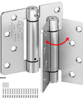 Beefy 4 Inch Self Closing Door Hinges Set of 2 With Spring Action and One Quarter Inch Radius Corners stainless steel