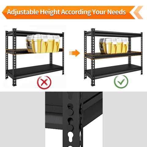 Beefy Heavy Duty 3 Tier Metal Garage Shelving Unit For Storage With 1320 Lb Total Capacity Adjustable Shelves 40 Inches Wide 18 Inches Deep 36 Inches High Ideal For Reptile Tanks Aquariums Pantry And Garage Black, adjustable shelf height