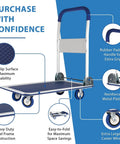 Heavy Duty Platform Truck Cart Dolly With Steel Frame And Rubber Wheels, folding flatbed hand cart with padded handle and 4 caster wheels