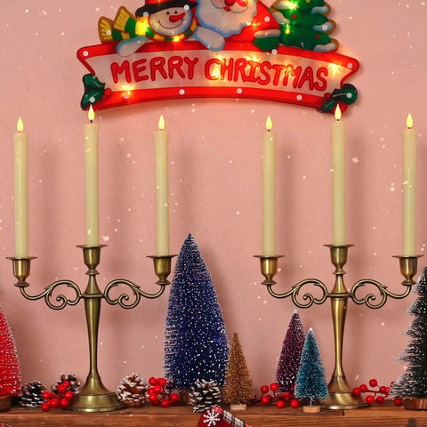 Flameless Taper Candles With Remote And Timer 6 Pack LED Battery Operated Flickering Ivory Candlesticks in Christmas decor